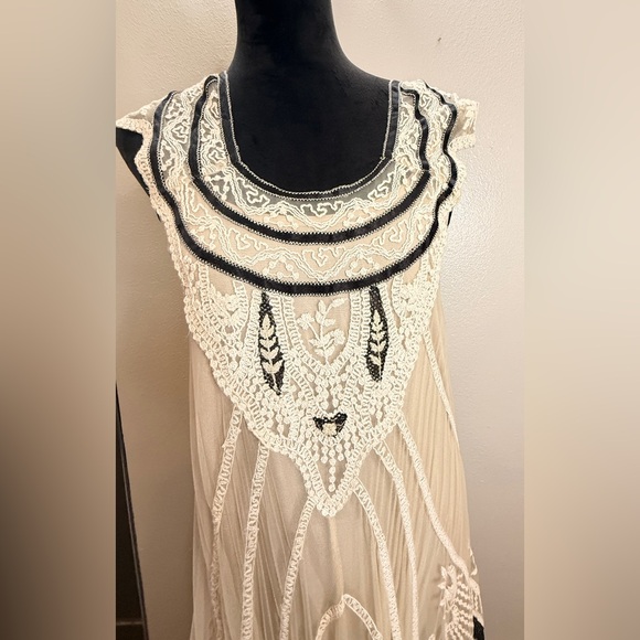 Free People Black and Cream Ethereal Sheer Lace Maxi Dress - Picture 6 of 11